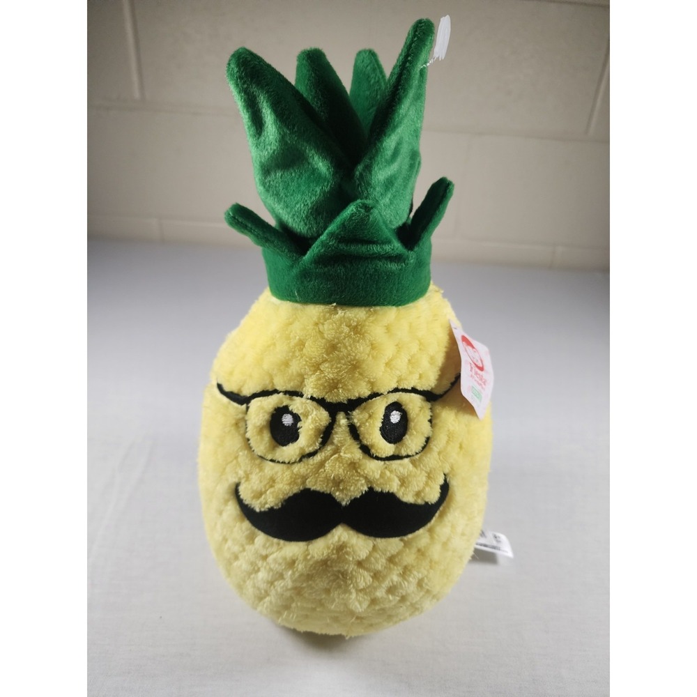 Fiesta Plush Pineapple Man With Mustache And Glasses. Yellow 12.5in New With Tag
